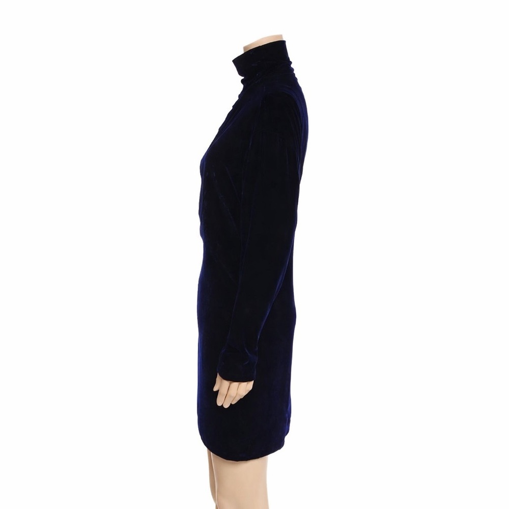Vintage Ralph Lauren Silk Velvet Tunic Mini Dress Button Collar Turtleneck 90s 6 - Picture 3 of 14